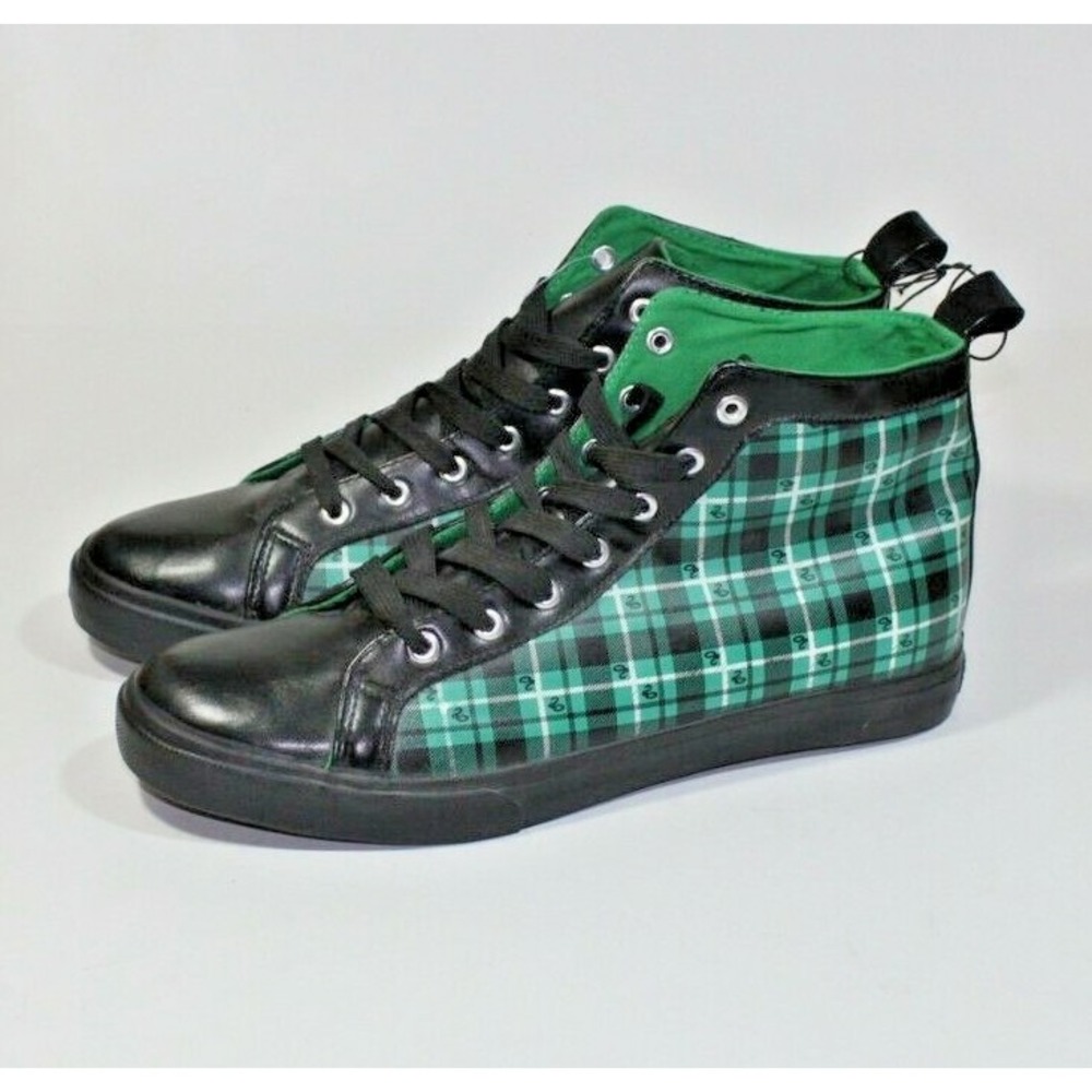 Ground Up Harry Potter Slytherin Sneakers Shoes Green Black Plaid Men's Size 10